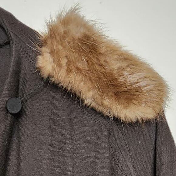 Lanvin 2006 River Collection Castor Beaver Collar Wool Blend Coat 40 - Picture 11 of 15